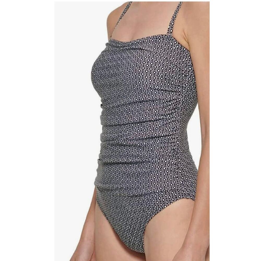 Dkny Black and White Geometric One-Piece Swimsuit